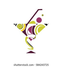 cocktail with lemon in a glass 