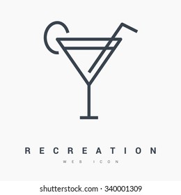 a cocktail with a lemon isolated minimal single flat linear icon. Line vector icon for websites and mobile minimalistic flat design. Modern trend concept design style illustration symbol