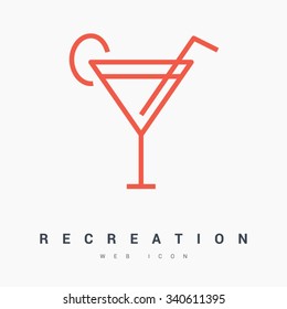 a cocktail with a lemon isolated minimal single flat linear icon. Line vector icon for websites and mobile minimalistic flat design. Modern trend concept design style illustration symbol