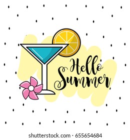 cocktail with lemon slice and flower