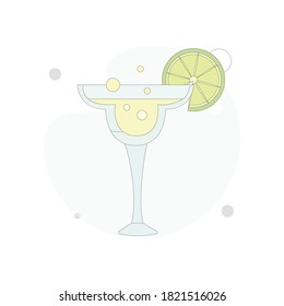 cocktail with lemon vector flat illustration on white background