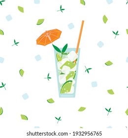 Cocktail with lime and mint