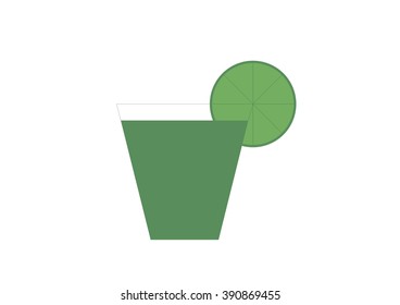 A cocktail of lime on a white background.