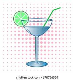 cocktail with lime vector illustration 