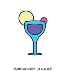 Cocktail line fill style icon design, Alcohol drink bar beverage liquid menu surprise restaurant and celebration theme Vector illustration