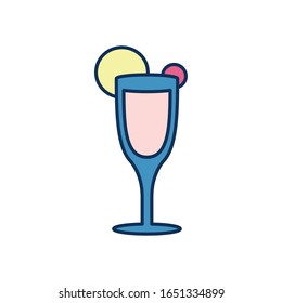 Cocktail line fill style icon design, Alcohol drink bar beverage liquid menu surprise restaurant and celebration theme Vector illustration