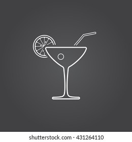 cocktail line icon, drink outline vector logo illustration, linear pictogram isolated on black