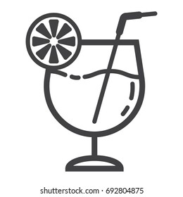 Cocktail line icon, food and drink, alcohol sign vector graphics, a linear pattern on a white background, eps 10.