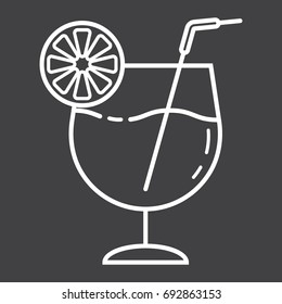 Cocktail line icon, food and drink, alcohol sign vector graphics, a linear pattern on a black background, eps 10.