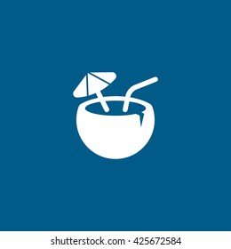 Cocktail Line Icon On Blue Background