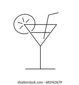 cocktail line icon on white background