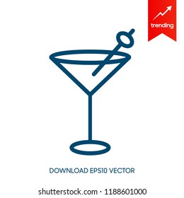 Cocktail line icon, outline vector sign, linear style pictogram isolated on white. Symbol, logo illustration. Editable stroke. Pixel perfect