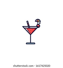 Cocktail line icon, outline vector sign, linear style pictogram isolated