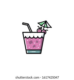 Cocktail line icon, outline vector sign, linear style pictogram isolated