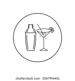 Cocktail line icon, outline vector sign, linear style pictogram isolated on white. Martini symbol, logo illustration