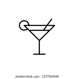 cocktail line thin black icon on white background