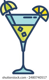 Cocktail linear color illustration icon