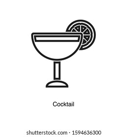 Cocktail linear icon vector on white background. Food black icon illustration