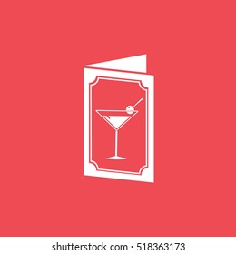 Cocktail List Flat Icon On Red Background