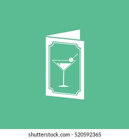 Cocktail List Flat Icon On Green Background