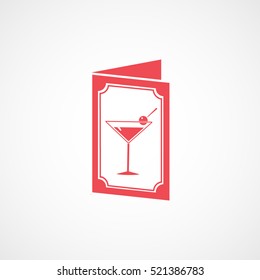 Cocktail List Red Flat Icon On White Background