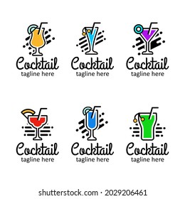 of cocktail logo. Design template of vermouth glass for brand, icon, badge or label for bars, cafe, pubs and company. Illustration vector graphic 