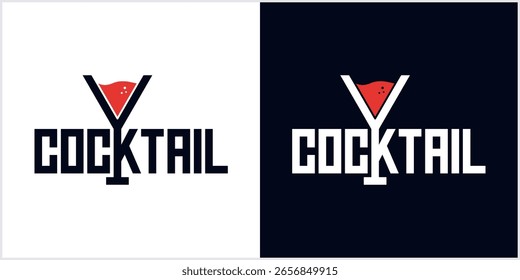  Cocktail logo design vector. alcohol drink icon