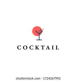 Cocktail Logo Design Vector Template