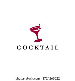 Cocktail Logo Design Vector Template