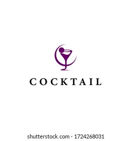 Cocktail Logo Design Vector Template