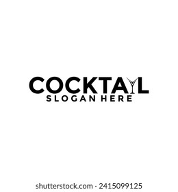 Cocktail logo design vector vintage. alcohol drink icon. cocktail glass vector retro design template