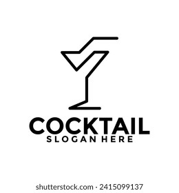 Cocktail logo design vector vintage. alcohol drink icon. cocktail glass vector retro design template