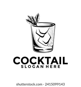 Cocktail logo design vector vintage. alcohol drink icon. cocktail glass vector retro design template