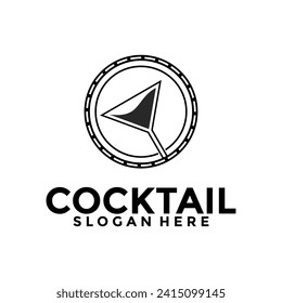 Cocktail logo design vector vintage. alcohol drink icon. cocktail glass vector retro design template
