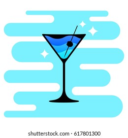 Cocktail logo on colored background. Martini vector icon