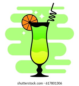 Cocktail logo on colored background. Mojito vector icon