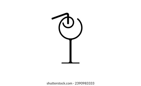 Cocktail logo, simple geometric black logo