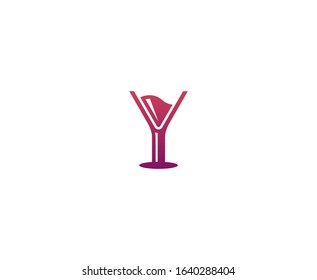 Cocktail logo vector glass vector 
