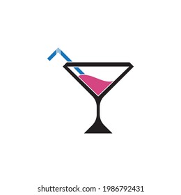 Cocktail logo vector template illustration