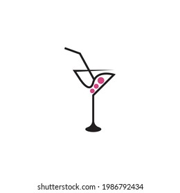 Cocktail logo vector template illustration