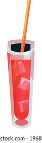 Cocktail long glass with ice vector clipart