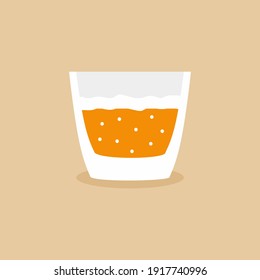 Cocktail in lowball glass flat cartoon design icon. Alcohol cold drink in orange fashioned glass. Champagne, vodka, wine, beer, cocktail in lowball glass. Vector illustration