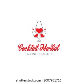 cocktail marble, vector logo of wine shop, restaurant, cocktail bar shop logo template