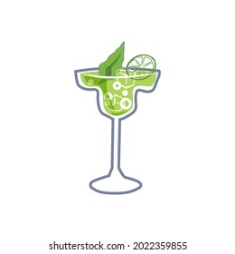 Cocktail Margarita alcohol drinks icon. Summer beverage, vector illustration cartoon