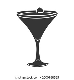 Cocktail Margarita Icon Silhouette Illustration. Glass Alcohol Vector Graphic Pictogram Symbol Clip Art. Doodle Sketch Black Sign.