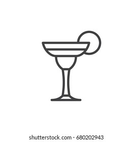 Cocktail Margarita Line Icon, Outline Vector Sign, Linear Style Pictogram Isolated On White. Symbol, Logo Illustration. Editable Stroke. Pixel Perfect Vector Graphics