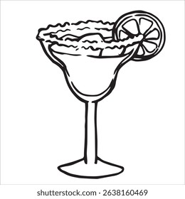 Cocktail Margarita. Vector illustration in doodle style.	