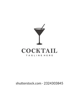 Cocktail martini glass business logo design icon vector