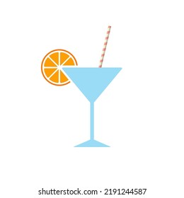 Cocktail Martini with Straw Lime Ice Icon. Party Bar Tropical Coctail. Liquor Pictogram. Vodka Champagne Flat Symbol. Drink Margarita Summer Cocktail Silhouette Sign. Isolated Vector Illustration.