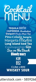 Cocktail menu card.